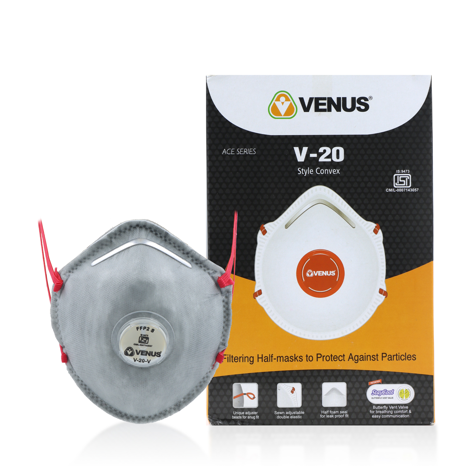 Venus V-20 V Cup Mask  FFP2S - Grey 4